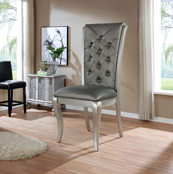 Champagne/gray transitional oversized display chair