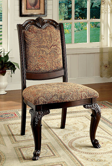 Brown cherry/ pattern traditional side chair
