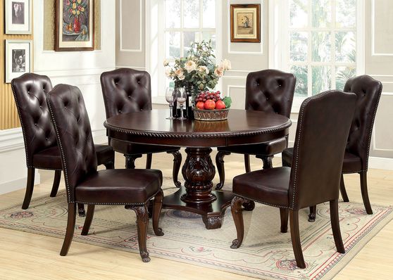 Brown cherry traditional round table