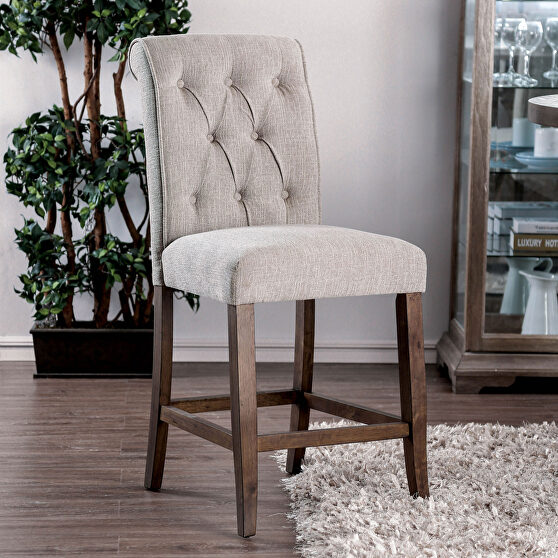 Beige chenille fabric counter ht. chair