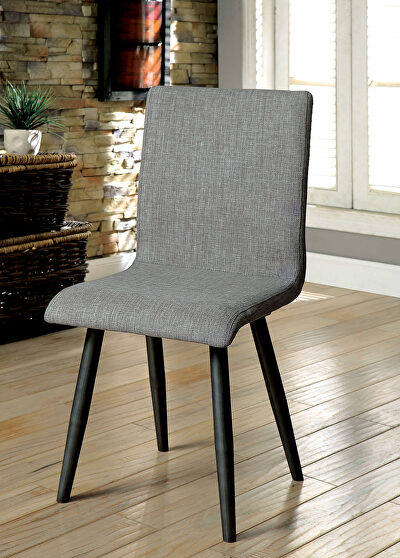 Mid-century design gray linen-like fabric dining chair
