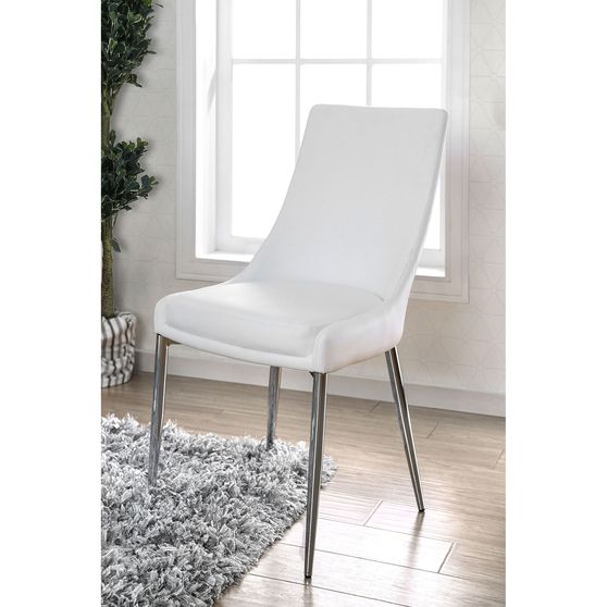 Sleek white contemporary dining chair