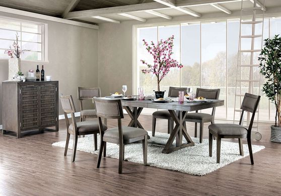 Solid wood / veneer gray contemporary dining table