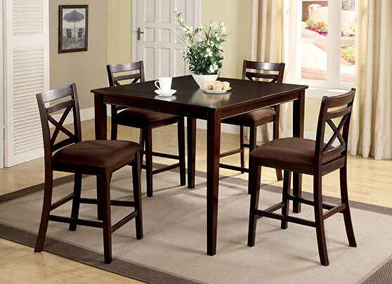 Espresso transitional 5 pc. counter ht. table set