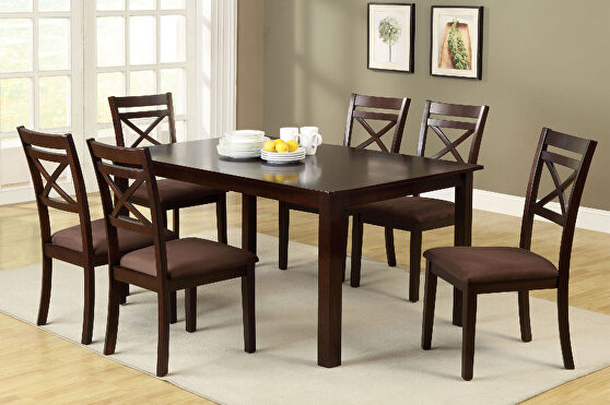 Espresso finish transitional 7 pc. dining table set