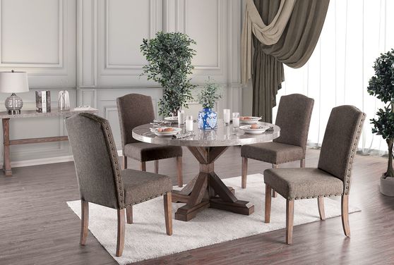 Gray natural marble top round dining table
