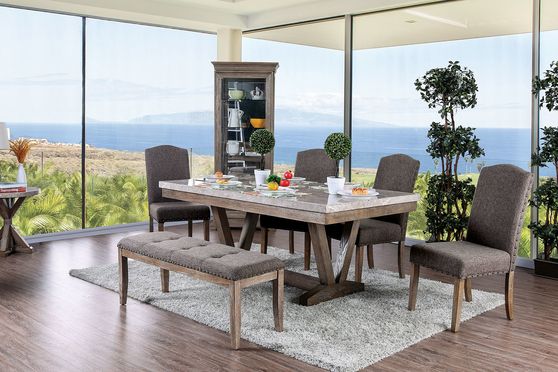 Gray natural marble top dining table