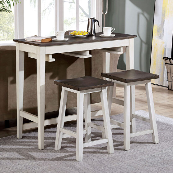 White/ gray sturdy wood construction bar table set