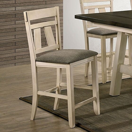 Ivory/dark gray finish counter height chair