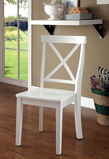 X-cross back design dining chair in white finish