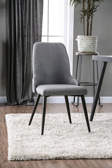 Gray linen-like fabric dining chair