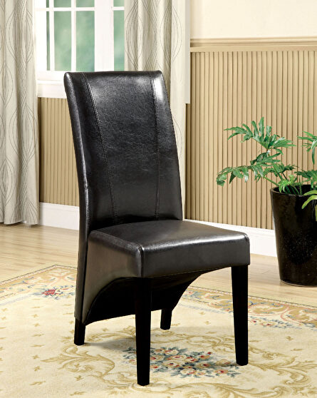 Black leatherette contemporary side chair