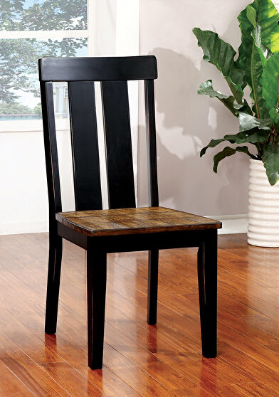 Antique oak/black transitional dining chair