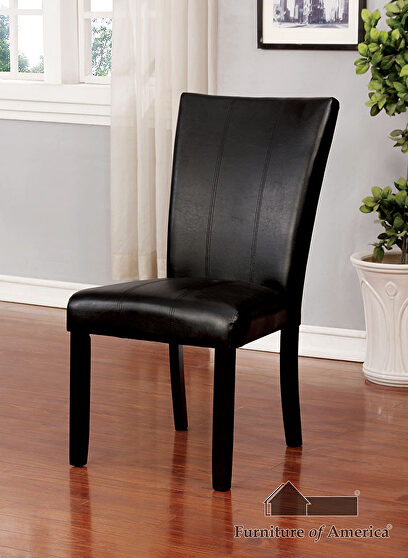 Black padded leatherette seat & back dining chair