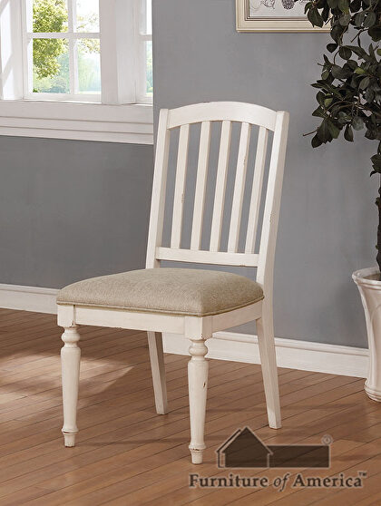 Antique white/ gray upholstered seat dining chair