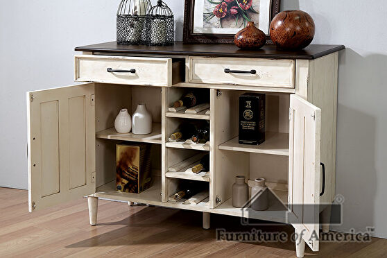 Antique white/oak rustic server