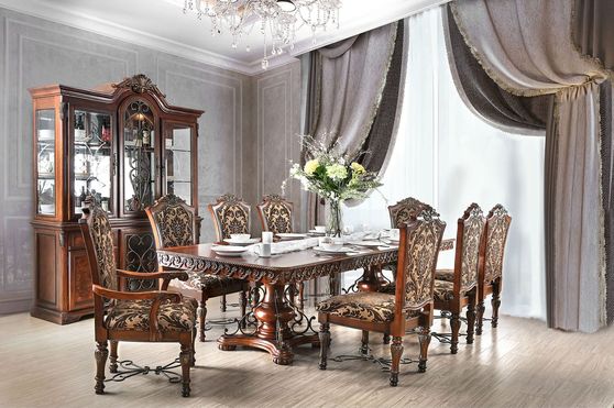 Traditional brown cherry formal dining table