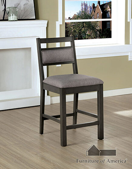 Gray fabric padded upholstered counter height chair