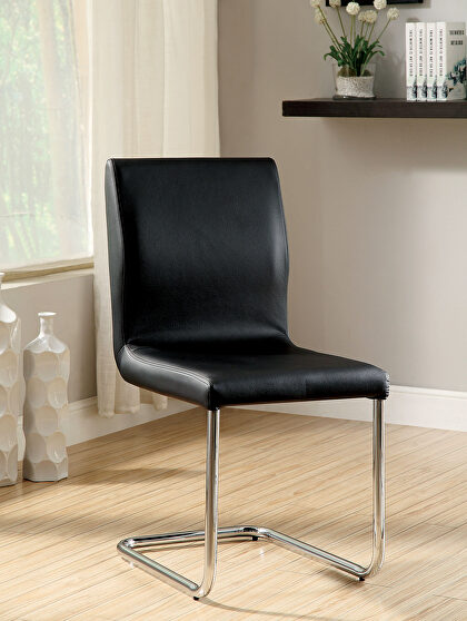 Black finish leatherette padded dining chair
