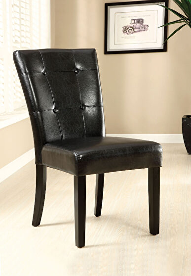 Espresso/ black finish leatherette upholstery dining chair