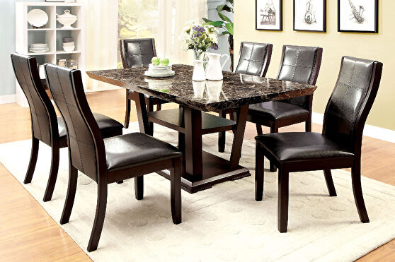 Dark cherry/ black faux marble table top dining table