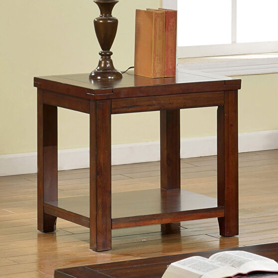 Dark cherry transitional end table