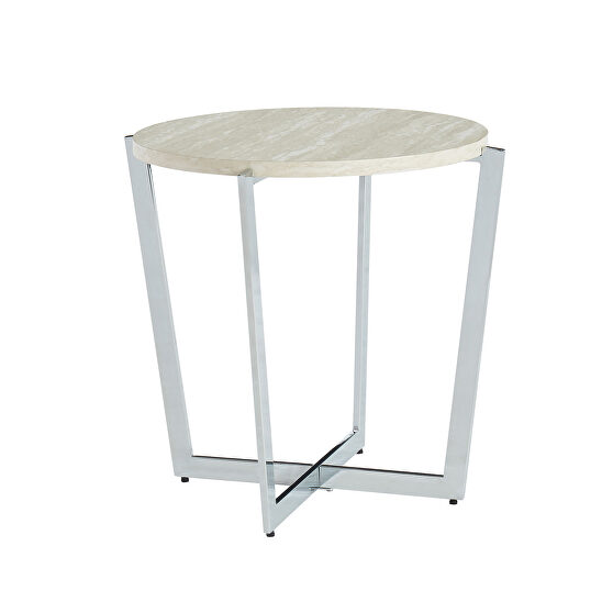 White/Chrome Madisyn Contemporary End Table