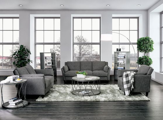 Gray Contemporary Sofa in Linen Like Fabric