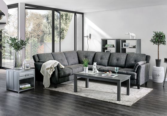 Linen like fabric contemporary sectional in gray