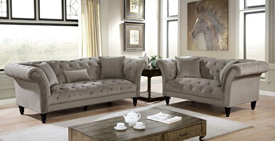 Soft gray linen fabric sofa