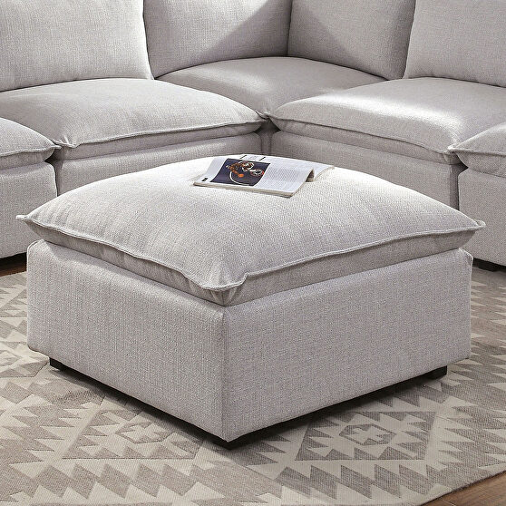 Light gray extra-plush upholstered ottoman