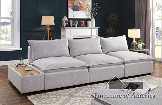 Light gray extra-plush fully-upholstered soft sofa