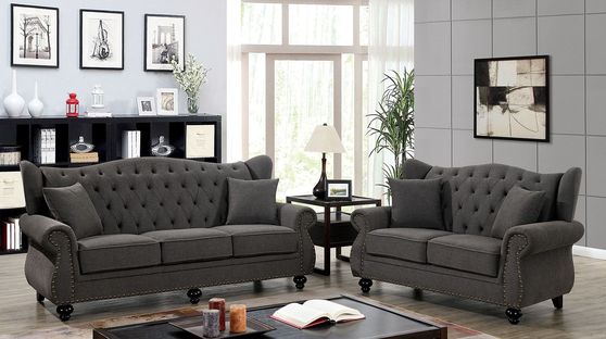 Dark Gray Ewloe Transitional Sofa