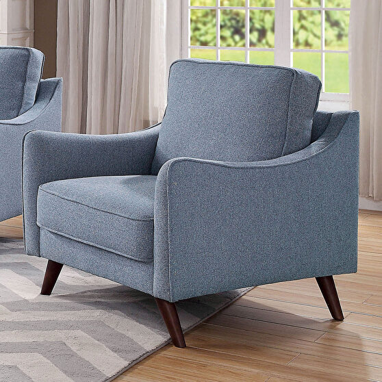 Light blue linen-like fabric transitional chair
