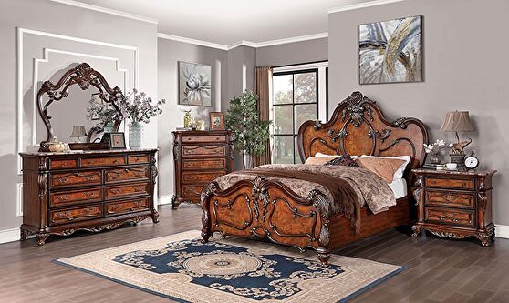 Dark oak solid wood traditional style platfrom bed
