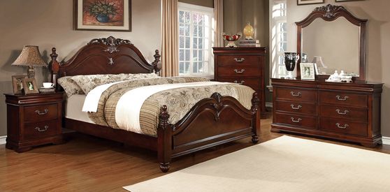English style cherry wood finish king bed