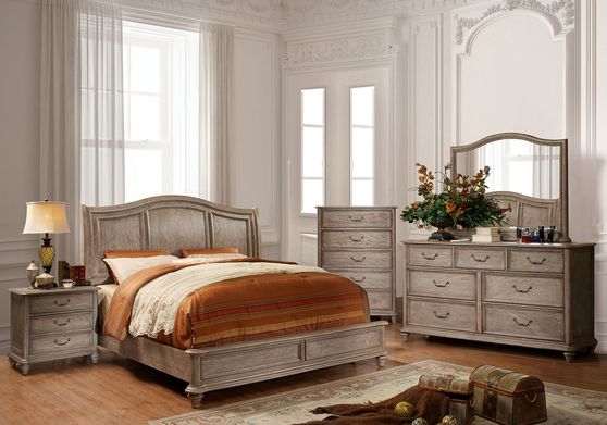 Transitional rustic natural tone queen bed