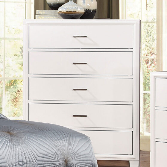 White finish solid wood transitional style chest