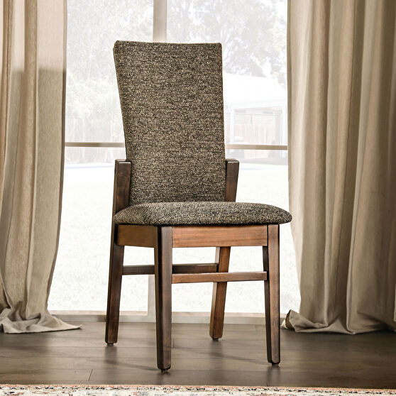 Walnut/ gray padded back and seat dining chair