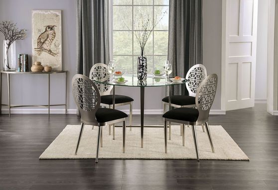Clear glass top round modern dining table