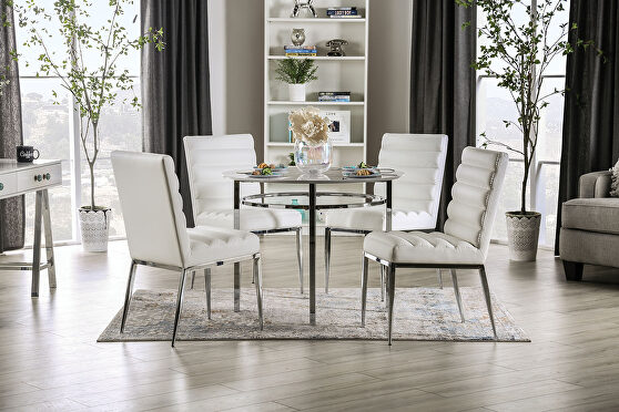 Round dining table with the faux marble top