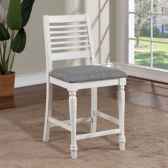 Counter height chair in antique white/gray finish