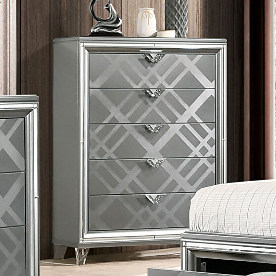 Silver embossed art deco pattern chest