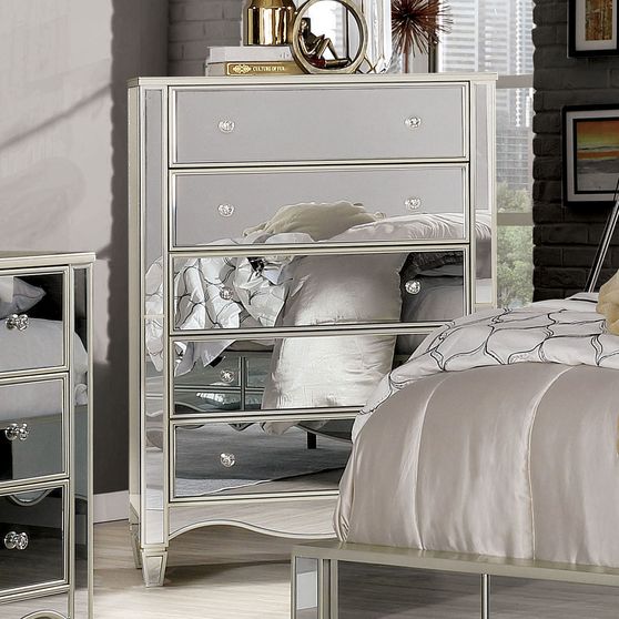 Glamour glam style silver / mirrored chest