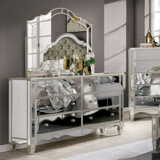 Glamour glam style silver / mirrored dresser