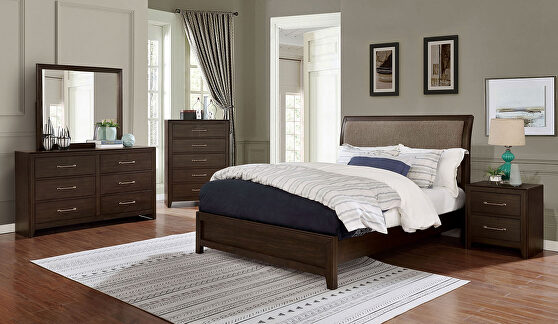 Walnut/ light brown solid wood transitional bed