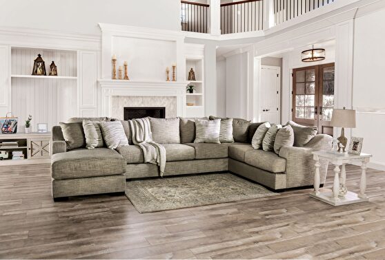 Decorator-inspired gray fabric sectional sofa