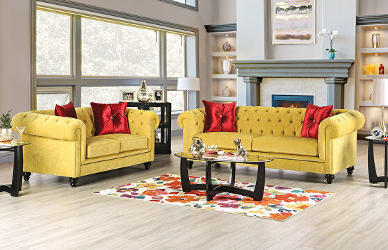 Elegant design royal yellow microfiber sofa