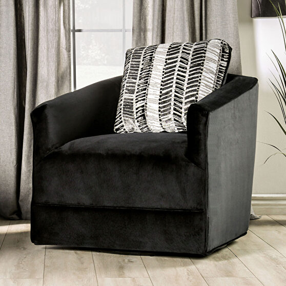 Black microfiber faux crush velvet fabric and plush padding chair