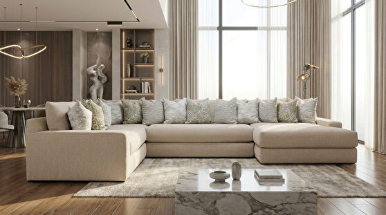 Transitional oversized sectional w/ deep seating cushions